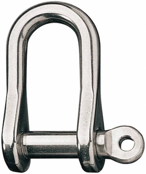 Ronstan - 3/8" Nominal Chain Size, 4 Ton Stainless Steel Screw D Shackle - 3/8" Diam, 3/8" Pin Diam, 1-1/2" High Inside Jaw, 21/32" Inside Width, 7/8" Max Body Thickness - Caliber Tooling