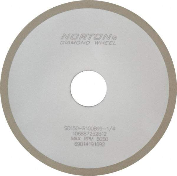 Norton - 6" Diam x 1-1/4" Hole x 1/4" Thick, 150 Grit Surface Grinding Wheel - Diamond, Type 1A1, Very Fine Grade, Resinoid Bond - Caliber Tooling