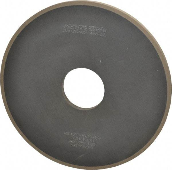 Norton - 12" Diam x 3" Hole x 1/2" Thick, 150 Grit Surface Grinding Wheel - Diamond, Type 1A1, Very Fine Grade, Resinoid Bond - Caliber Tooling