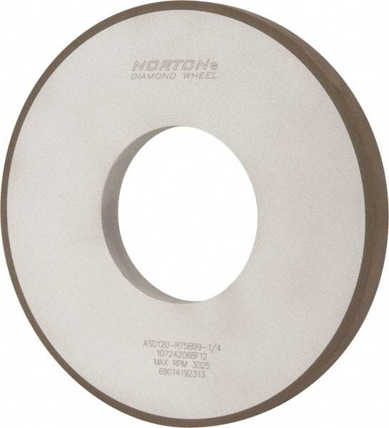 Norton - 12" Diam x 5" Hole x 1" Thick, 120 Grit Surface Grinding Wheel - Diamond, Type 1A1, Fine Grade, Resinoid Bond - Caliber Tooling