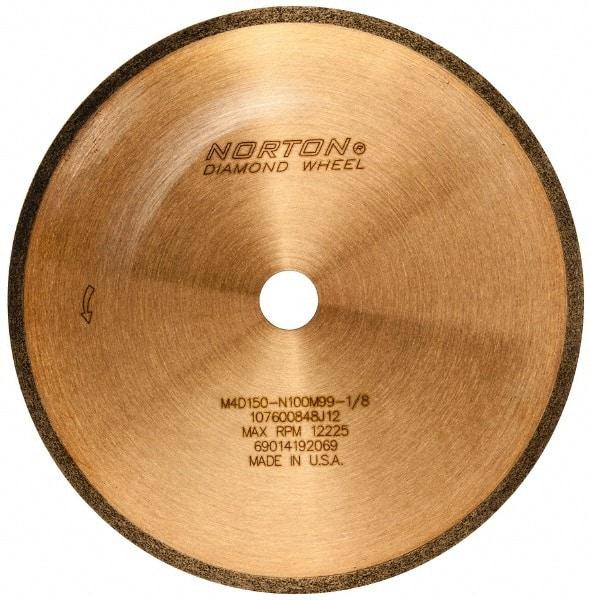 Norton - 5" Diam x 1/2" Hole, 150 Grit Surface Grinding Wheel - Diamond, Type 1A1R, Medium Grade - Caliber Tooling