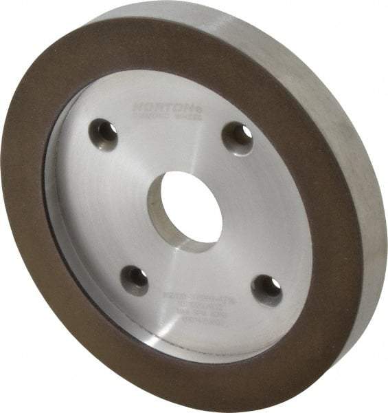 Norton - 6" Diam, 1-1/4" Hole Size, 3/4" Overall Thickness, 120 Grit, Type 6 Tool & Cutter Grinding Wheel - Fine Grade, Diamond, R Hardness, Resinoid Bond - Caliber Tooling