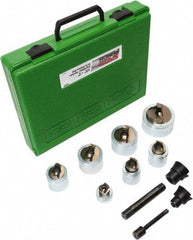 Greenlee - 12 Piece, .885 to 2.416" Punch Hole Diam, Power Knockout Set - Round Punch, 10 Gage Stainless Steel - Caliber Tooling