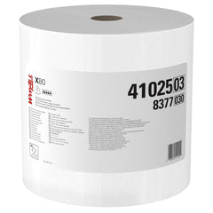 Shop Towel/Industrial Wipes: Dry & X80 Jumbo Roll, 12.4 x 12.2″ Sheet, White