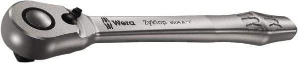 Wera - 1/4" Drive Slim Line Head Quick-Release Ratchet - Satin Finish, 141mm OAL, 76 Gear Teeth, Ergonomic Handle, Reversible Head - Caliber Tooling