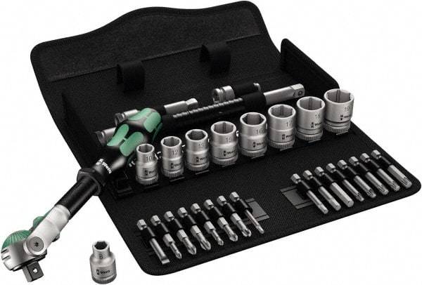 Wera - 29 Piece 3/8" Drive Standard Socket Set - 6 Points, 1/4 to 3/4", T15 to T40 Torx, Inch Measurement Standard - Caliber Tooling