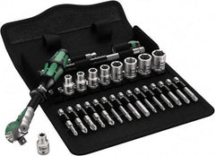 Wera - 28 Piece 1/4" Drive Standard Socket Set - 6 Points, 3/16 to 1/2", T10 to T40 Torx, Inch Measurement Standard - Caliber Tooling