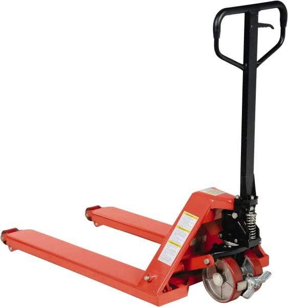 Vestil - 5,000 Lb Capacity, 6-1/2" Lift Wheel Nose Pallet Truck - 3-1/2" Min Lift Height, 38" Fork Length x 27" Fork Width, 27" Overall Width - Caliber Tooling