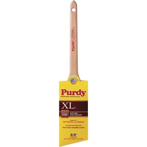 Purdy - 2-1/2" Angled Synthetic Trim Brush - 2-11/16" Bristle Length, 8-1/4" Wood Rattail Handle - Caliber Tooling