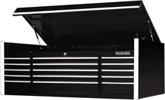 EXTREME TOOLS - 1 Compartment 15 Drawer Top Tool Chest - 72" Wide x 30" Deep x 26-1/4" High, Steel, Black - Caliber Tooling