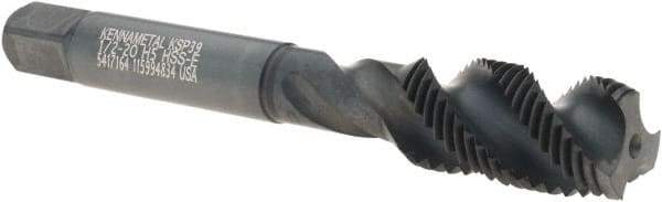 Kennametal - 1/2-20 3 Flute 2B Modified Bottoming Spiral Flute Tap - Vanadium High Speed Steel, Oxide Finish, 3-3/8" OAL, Right Hand Flute, Right Hand Thread, H5, Series GOtap\xAE - Caliber Tooling