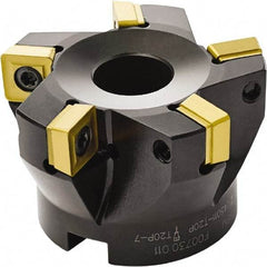 Seco - 50mm Cut Diam, 22mm Arbor Hole, 11mm Max Depth of Cut, 87° Indexable Chamfer & Angle Face Mill - 4 Inserts, SC.. 1206 Insert, Right Hand Cut, Through Coolant, Series R220.79 - Caliber Tooling