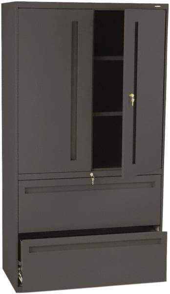 Hon - 36" Wide x 67" High x 19-1/4" Deep, 2 Drawer Lateral File with Lock - Steel, Charcoal - Caliber Tooling