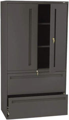 Hon - 36" Wide x 67" High x 19-1/4" Deep, 2 Drawer Lateral File with Lock - Steel, Charcoal - Caliber Tooling