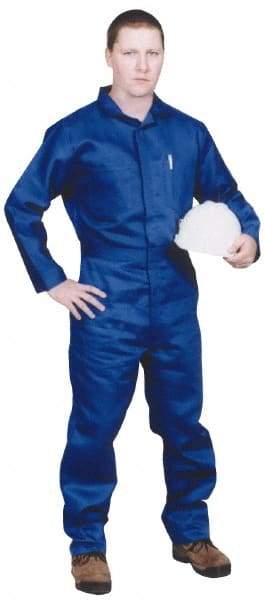 Stanco Safety Products - Size M, Royal Blue, Zipper, Arc Protection Coverall - 38 to 40" Chest, Indura, 7 Pockets, Elastic Waistband, Full Action Back, 2-Way Concealed Zipper - Caliber Tooling