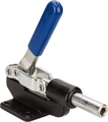 Gibraltar - 800 Lb Load Capacity, Flanged Base, Carbon Steel, Standard Straight Line Action Clamp - 4 Mounting Holes, 0.38" Mounting Hole Diam, 0.62" Plunger Diam, Whale Tail Handle - Caliber Tooling