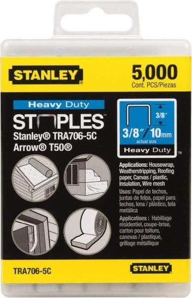 Stanley - 27/64" Wide Galvanized Steel Heavy Duty Power Crown Staples - 3/8" Leg Length - Caliber Tooling