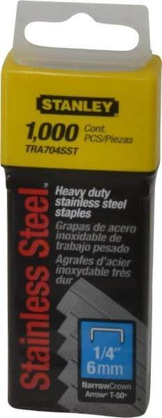 Stanley - 27/64" Wide Stainless Steel Narrow Crown Staples - 1/4" Leg Length - Caliber Tooling