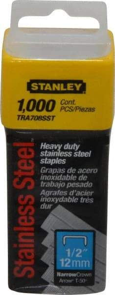 Stanley - 27/64" Wide Stainless Steel Narrow Crown Staples - 1/2" Leg Length - Caliber Tooling
