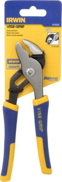 Irwin - 6" OAL, 1" Max Capacity, 4 Position Groove Joint Tongue & Groove Pliers - Serrated Pipe Straight Jaws, Curved Head, ProTouch Handles - Caliber Tooling