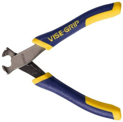 Irwin - 4-1/2" OAL, Flush End Cutting Pliers - 5/16" Jaw Length x 9/16" Jaw Width, Standard Head, Rubber Grips Handle - Caliber Tooling