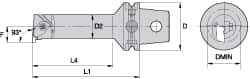 Kennametal - Insert Style NG 3L, 140mm Head Length, Right Hand Cut, Internal Modular Threading Cutting Unit Head - System Size KM63, 22mm Center to Cutting Edge, Series Top Notch - Caliber Tooling