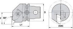 Kennametal - Insert Style NG 5R, 60mm Head Length, Left Hand Cut, Internal Modular Threading Cutting Unit Head - System Size KM63, 43mm Center to Cutting Edge, Series Top Notch - Caliber Tooling