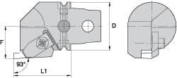 Kennametal - Insert Style NG 4R, 60mm Head Length, Right Hand Cut, Internal Modular Threading Cutting Unit Head - System Size KM63, 43mm Center to Cutting Edge, Series Top Notch - Caliber Tooling