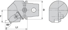 Kennametal - Insert Style NG 4R, 60mm Head Length, Right Hand Cut, Internal Modular Threading Cutting Unit Head - System Size KM63, 43mm Center to Cutting Edge, Series Top Notch - Caliber Tooling