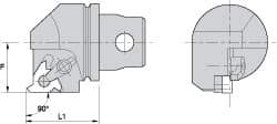 Kennametal - Insert Style LT 16EL, 35mm Head Length, Left Hand Cut, External Modular Threading Cutting Unit Head - System Size KM32, 22mm Center to Cutting Edge, Series LT Threading - Caliber Tooling