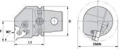 Kennametal - Insert Style LT 22NL, 60mm Head Length, Left Hand Cut, Internal Modular Threading Cutting Unit Head - System Size KM63, 43mm Center to Cutting Edge, Series LT Threading - Caliber Tooling