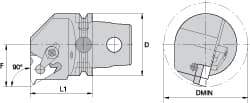 Kennametal - Insert Style LT 22NR, 60mm Head Length, Right Hand Cut, Internal Modular Threading Cutting Unit Head - System Size KM63, 43mm Center to Cutting Edge, Series LT Threading - Caliber Tooling