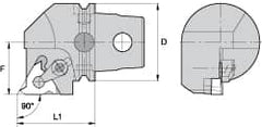 Kennametal - Insert Style LT 16EL, 60mm Head Length, Left Hand Cut, External Modular Threading Cutting Unit Head - System Size KM63, 43mm Center to Cutting Edge, Series LT Threading - Caliber Tooling