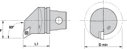 Kennametal - Right Hand Cut, Size KM32, DC.. Insert Compatiblity, Internal Modular Turning & Profiling Cutting Unit Head - 22mm Ctr to Cutting Edge, 35mm Head Length, Through Coolant, Series Screw-On - Caliber Tooling