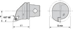 Kennametal - Right Hand Cut, Size KM32, DC.. Insert Compatiblity, Internal Modular Turning & Profiling Cutting Unit Head - 22mm Ctr to Cutting Edge, 35mm Head Length, Through Coolant, Series Screw-On - Caliber Tooling