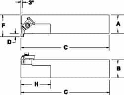 Tool-Flo - External Thread, Right Hand Cut, 3/4" Shank Width x 3/4" Shank Height Indexable Threading Toolholder - 4-1/2" OAL, FL 2L Insert Compatibility, FLE Toolholder, Series FLER - Caliber Tooling