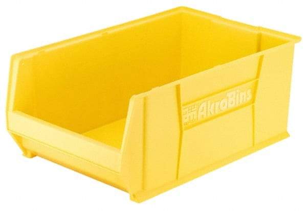 Akro-Mils - 200 Lb. Load Capacity, 20" Deep, Yellow Polymer Hopper Stacking Bin - 12" High x 12-3/8" Wide x 20" Long - Caliber Tooling