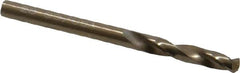 Hertel - #28 135° Spiral Flute Cobalt Screw Machine Drill Bit - Bright Finish, Right Hand Cut, 15/16" Flute Length, 1-15/16" OAL, Split Point, Straight Shank - Caliber Tooling