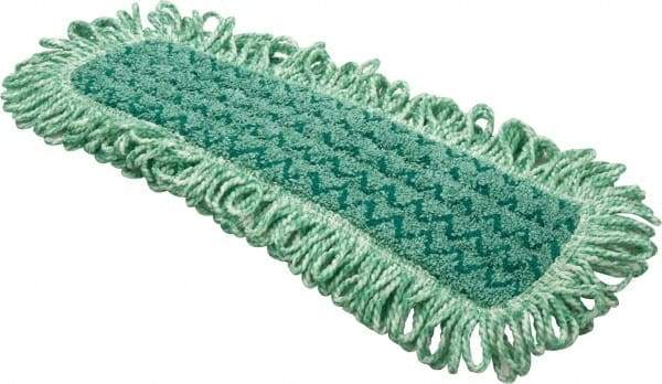 Rubbermaid - 20.7" Long x 5.7" Wide Microfiber Dust Mop Pad - Hook & Loop, Green, Fringed Head - Caliber Tooling