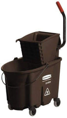 Rubbermaid - 35 Qt Plastic Bucket & Wringer - 20-1/8" Long x 36-1/2" High x 15-3/4" Wide, Brown - Caliber Tooling