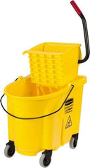 Rubbermaid - 35 Qt Plastic Bucket & Wringer - 20.1" Long x 17.4" High x 15.7" Wide, Yellow - Caliber Tooling