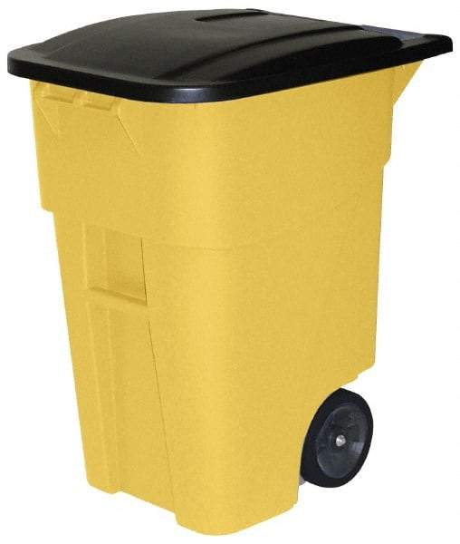 Rubbermaid - 50 Gal Yellow Rectangle Trash Can - Polyethylene, 36-1/2" High x 28-1/2" Long x 23-3/8" Wide - Caliber Tooling