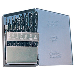 ‎1/16-1/2 RHS / RHC HSS 135 Degree Split Point Heavy Duty Jobber Length Drill Set - Steam Oxide - Exact Industrial Supply