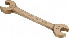 Ampco - 1/2" x 5/8" Nonsparking Open End Wrench - 5-3/4" OAL, Double End, Plain Finish, 15° Head Angle - Caliber Tooling