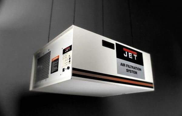 Jet - 115 Volt Ceiling Mount Air Filtration Machine - 32-1/2" Long x 26-13/64" Deep x 15" High, 1,000 CFM Air Flow - Caliber Tooling