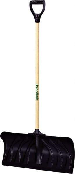 UnionTools - 24 Inch Wide Blade x 11 Inch High Blade Pusher Snow Shovel - 45 Inch Long Hardwood Handle - Caliber Tooling