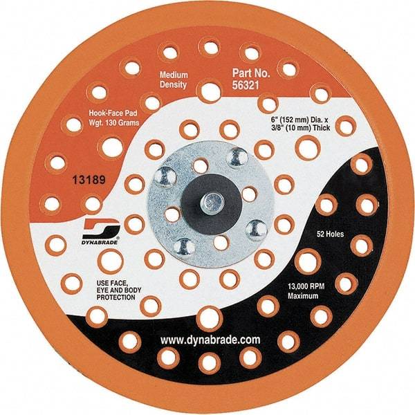 Dynabrade - 6" Diam Disc Backing Vacuum Replacement Pad - Medium Density, 13,000 RPM - Caliber Tooling