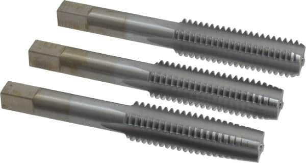 Made in USA - 1/2-13 UNC, 4 Flute, Bottoming, Plug & Taper, Chrome Finish, High Speed Steel Tap Set - Right Hand Cut, 3-3/8" OAL, 1-21/32" Thread Length, 2B/3B Class of Fit - Caliber Tooling