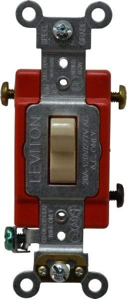 Leviton - 3 Pole, 120 to 277 VAC, 20 Amp, Industrial Grade, Toggle, Wall and Dimmer Light Switch - 1.31 Inch Wide x 4.06 Inch High - Caliber Tooling