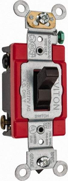 Leviton - 4 Pole, 120 to 277 VAC, 20 Amp, Industrial Grade, Toggle, Wall and Dimmer Light Switch - 1.31 Inch Wide x 4.06 Inch High - Caliber Tooling